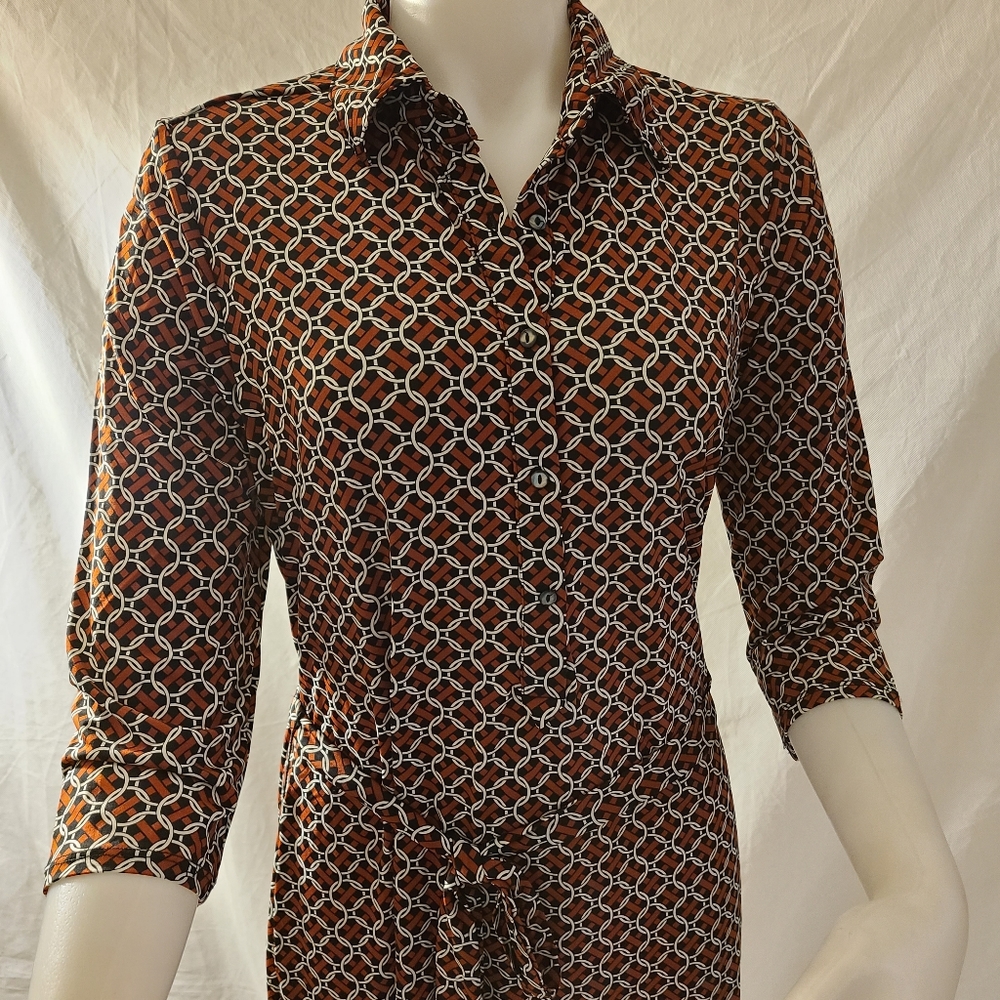 Max Studio Printed BlkCotta Ring chain Shirtdress - Picture 6 of 6